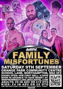 on a mainly purple background made to look like a game show similart to family fortunes is Kyle Kingsley, sruonded by Bagheera, Connor Allbright, Cy Gregory, and the Main Event Family